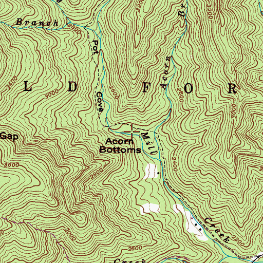 Topographic Map of Acorn Bottoms, NC