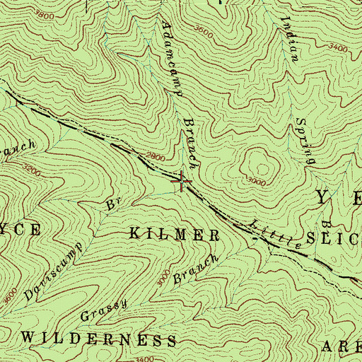 Topographic Map of Adamcamp Branch, NC