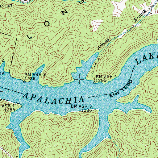 Topographic Map of Adams Branch, NC