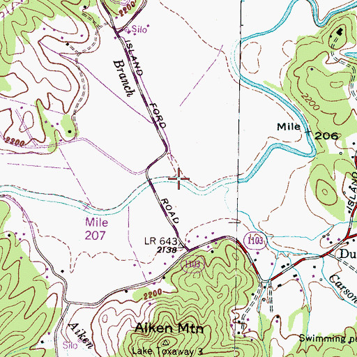 Topographic Map of Adams Branch, NC
