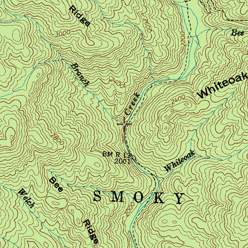 Topographic Map of Advalorem Branch, NC