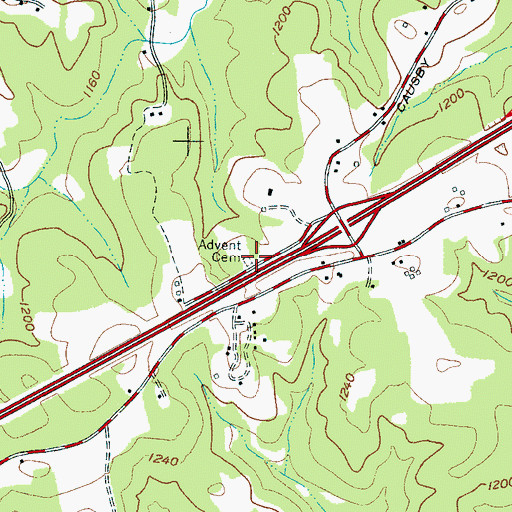 Topographic Map of Advent Cemetery, NC