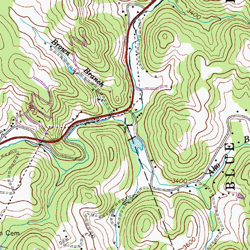 Topographic Map of Aho Branch, NC