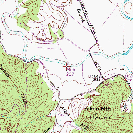 Topographic Map of Aiken Mill Creek, NC