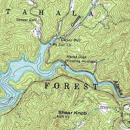 Topographic Map of Alarka Dock, NC