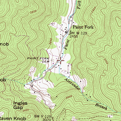 Topographic Map of Alexander Branch, NC