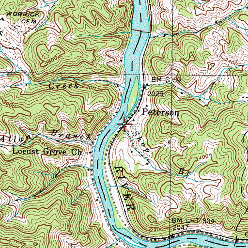 Topographic Map of Allan Branch, NC