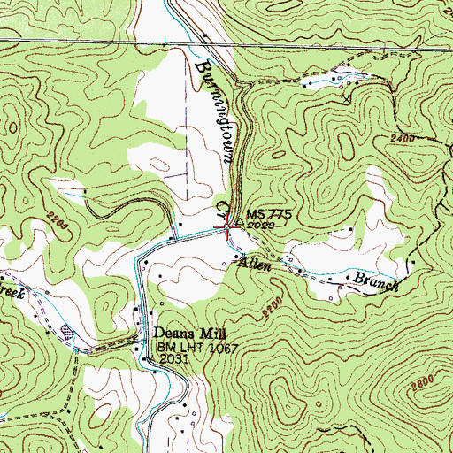 Topographic Map of Allen Branch, NC