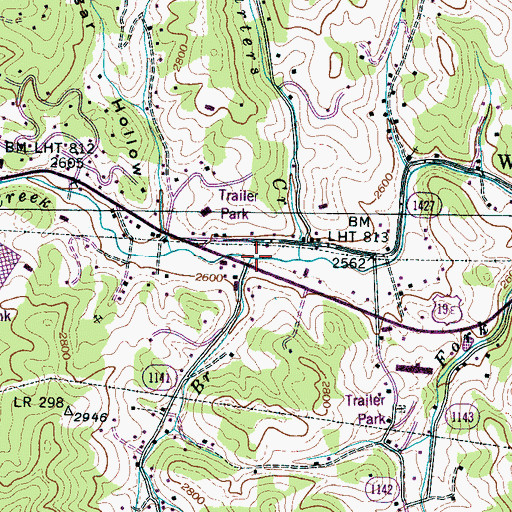 Topographic Map of Allen Branch, NC