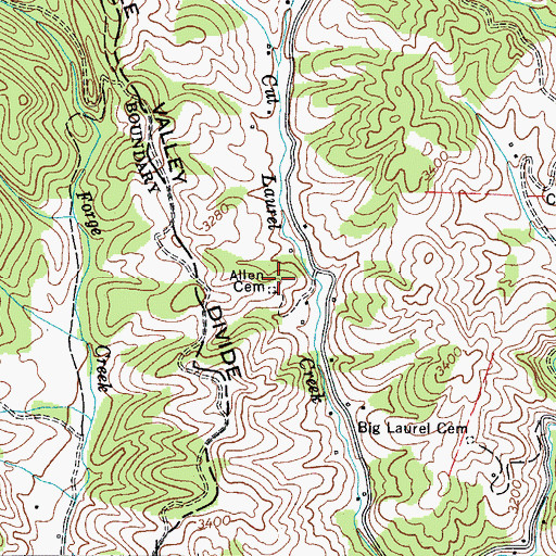 Topographic Map of Allen Cemetery, NC