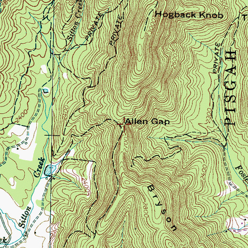 Topographic Map of Allen Gap, NC