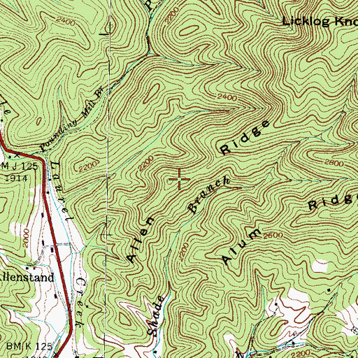 Topographic Map of Allen Ridge, NC