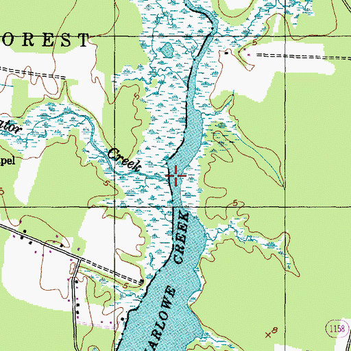 Topographic Map of Alligator Creek, NC