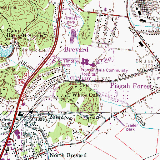 Topographic Map of Allison Creek, NC