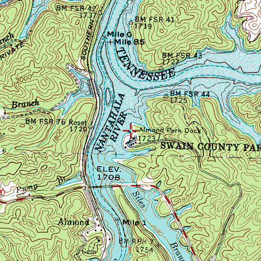 Topographic Map of Almond Park Dock, NC