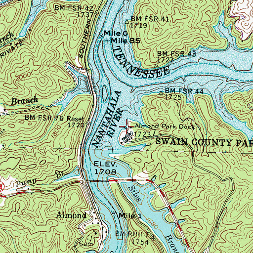 Topographic Map of Almond Park Dock, NC
