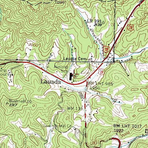 Topographic Map of Almond School, NC