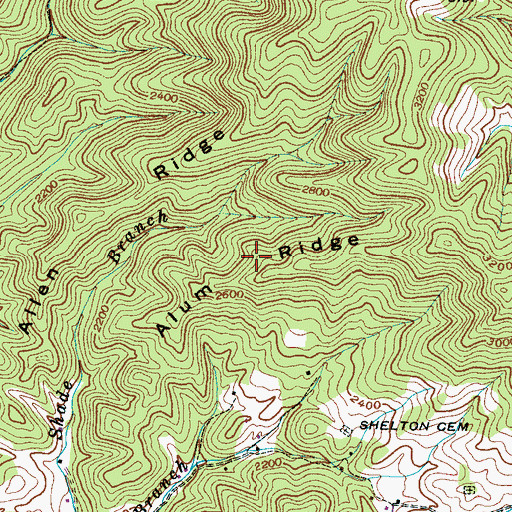 Topographic Map of Alum Ridge, NC