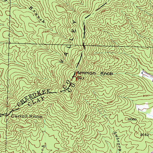 Topographic Map of Ammon Knob, NC