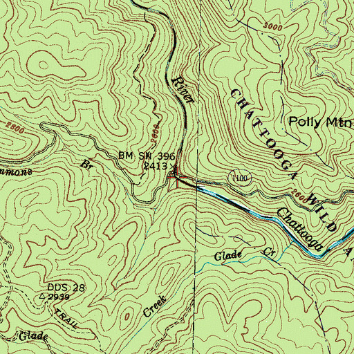 Topographic Map of Ammons Branch, NC