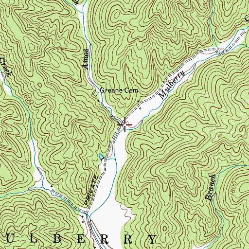 Topographic Map of Amos Creek, NC