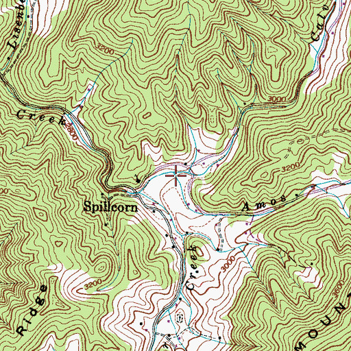 Topographic Map of Amos Creek, NC