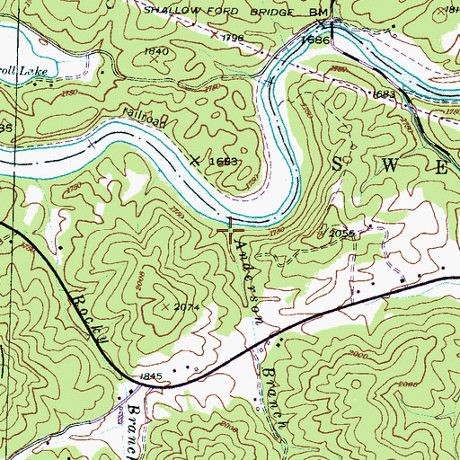 Topographic Map of Anderson Branch, NC