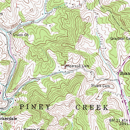 Topographic Map of Anderson Cemetery, NC