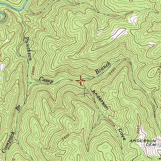 Topographic Map of Anderson Cove, NC