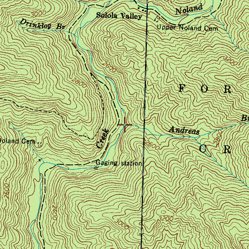 Topographic Map of Andreas Branch, NC