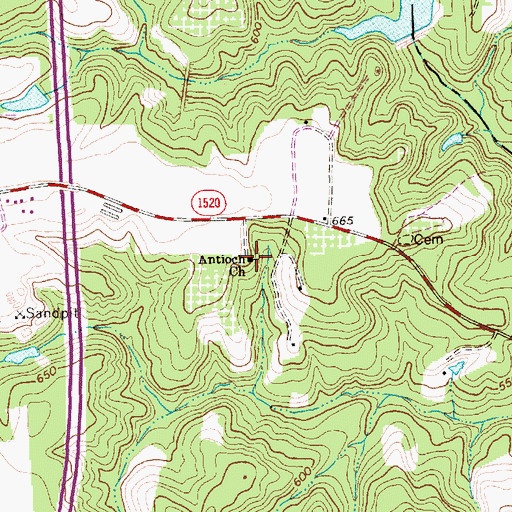 Topographic Map of Antioch Church, NC