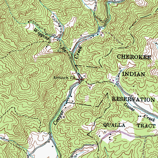Topographic Map of Antioch Church, NC