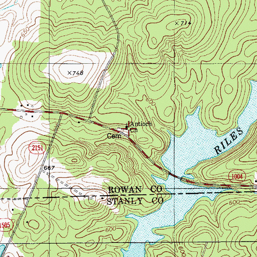 Topographic Map of Antioch Church, NC