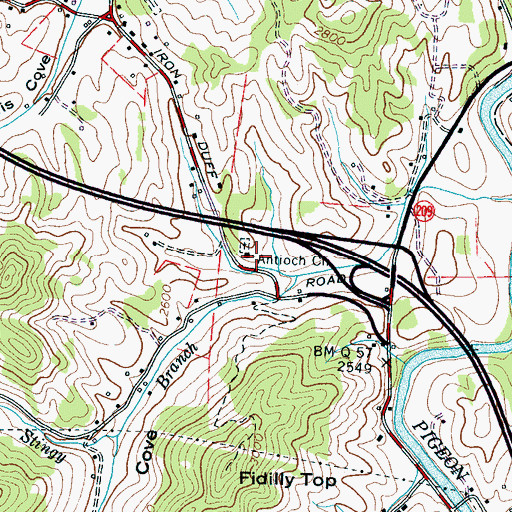 Topographic Map of Antioch Church, NC