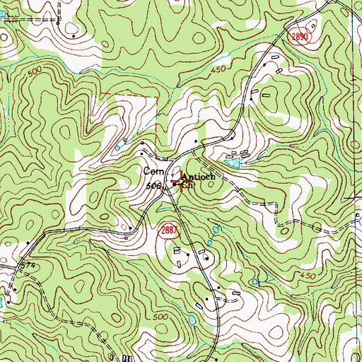 Topographic Map of Antioch Church, NC