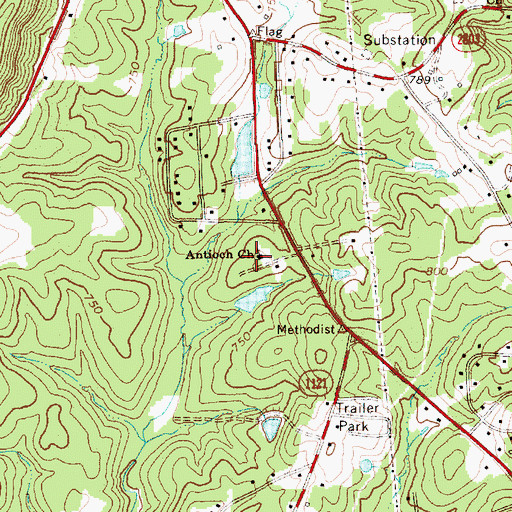 Topographic Map of Antioch Church, NC