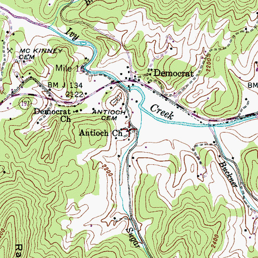 Topographic Map of Antioch Church, NC
