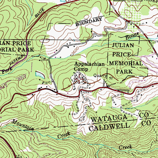 Topographic Map of Appalachian Camp, NC