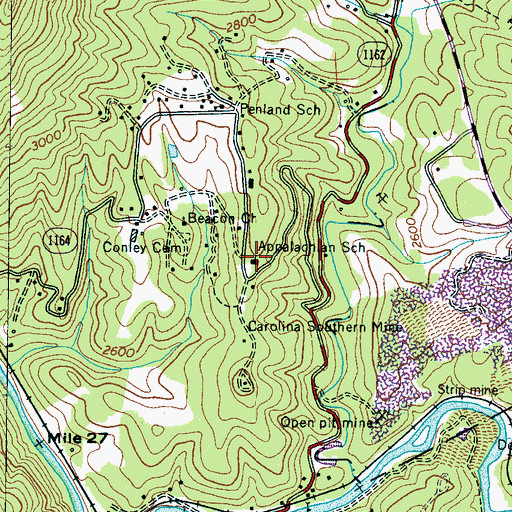 Topographic Map of Appalachian School, NC