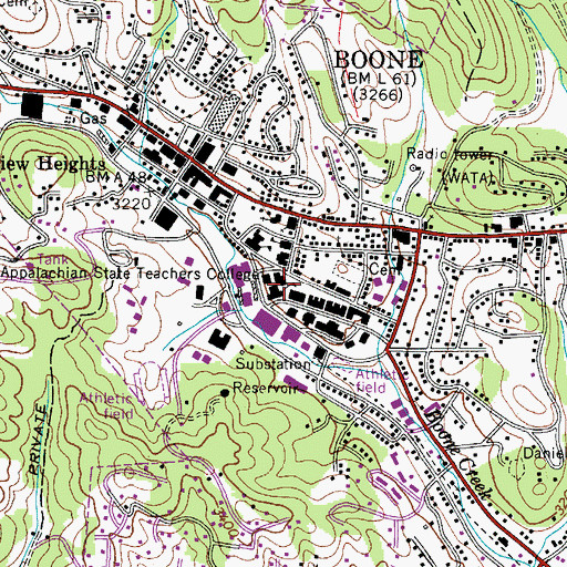 Topographic Map of Appalachian State University, NC