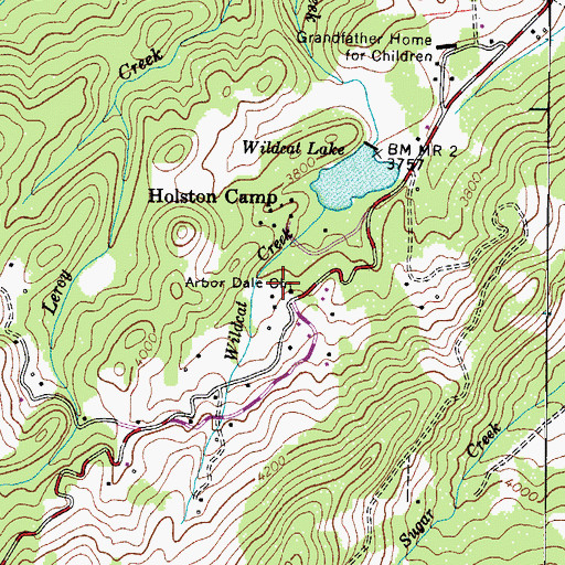 Topographic Map of Arbor Dale Church, NC
