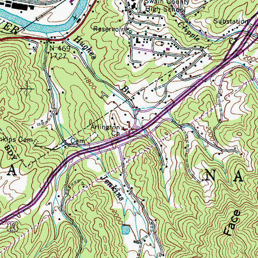 Topographic Map of Arlington Church, NC