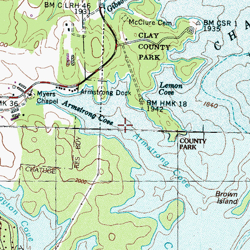 Topographic Map of Armstrong Cove, NC