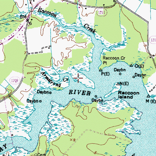 Topographic Map of Armstrong Creek, NC
