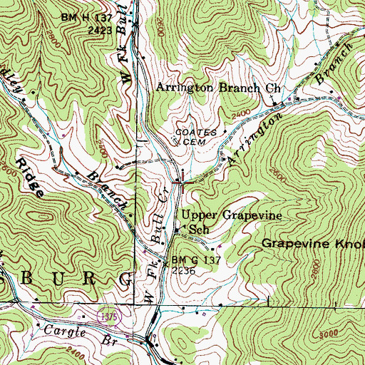 Topographic Map of Arrington Branch, NC