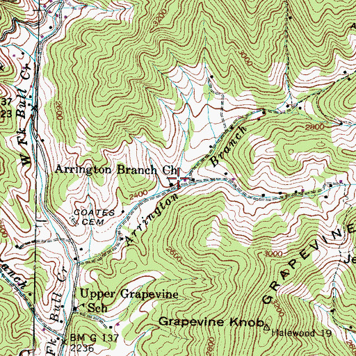 Topographic Map of Arrington Branch Church, NC