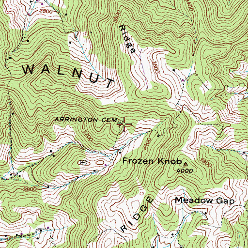 Topographic Map of Arrington Cemetery, NC