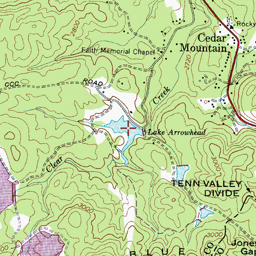 Topographic Map of Lake Arrowhead, NC