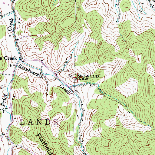 Topographic Map of Arwood Cemetery, NC