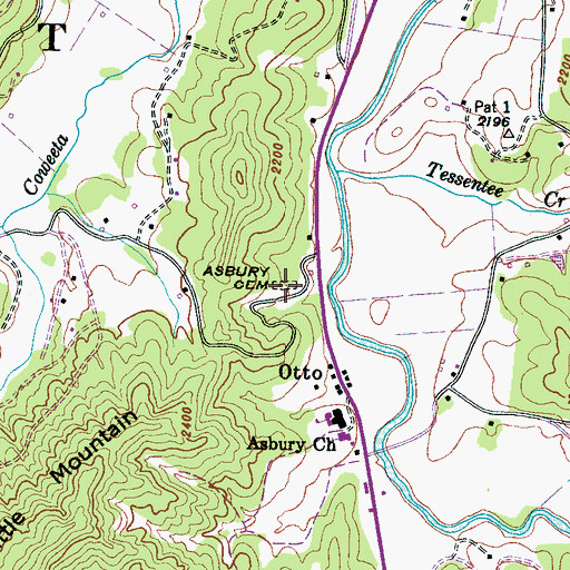 Topographic Map of Asbury Cemetery, NC